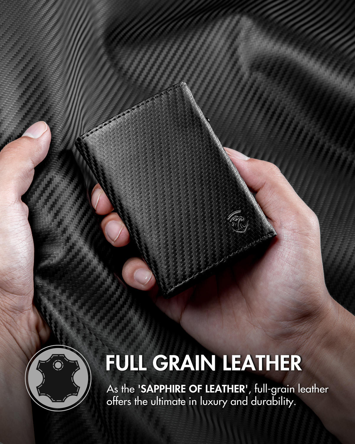 Minimalist Slim Carbon Fiber Trifold Wallet for Men – RFID Blocking Magnetic Closure Credit Card Holder with ID Window & Multiple Slots, Compact Front Pocket Men’s Wallet