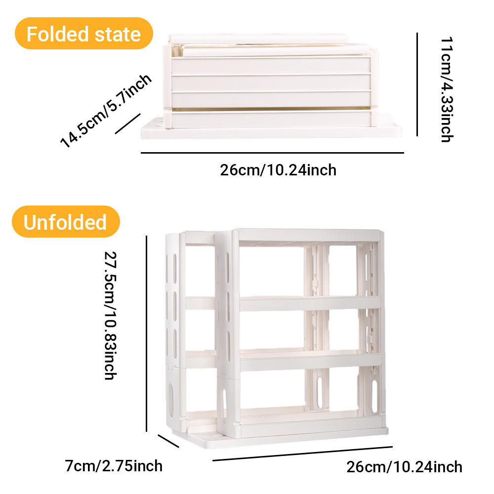 4 Layers Foldable Spice Storage Rack – Rotating Kitchen Seasoning Organizer – Space Saving Counter & Cabinet Rack