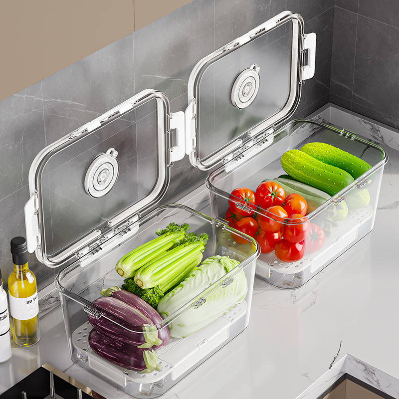 3PCS Refrigerator Fresh Storage Box with Lid – Clear Stackable Food Organizer Bins for Fruits, Vegetables & Snacks, Kitchen Fridge Storage Containers for Home, Picnic & Outdoor Use