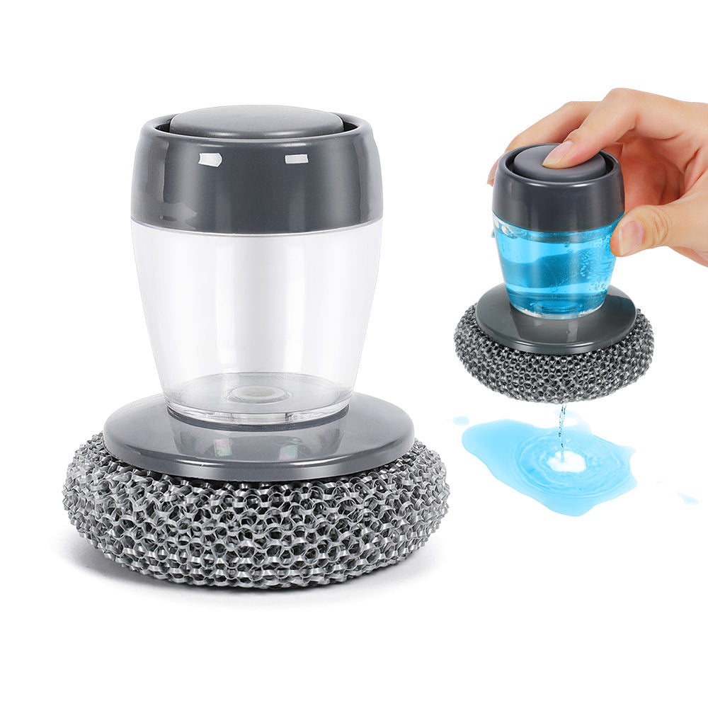Soap Dispensing Dish Brush – Kitchen Scrub Brush with Built-in Soap Dispenser, Replaceable Nylon Bristles, Non-Slip Handle for Cleaning Dishes, Pots, Pans & Sinks