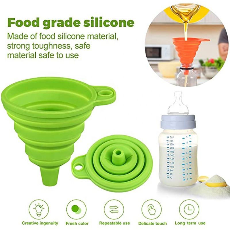 Kitchen Funnel Set – 3 Pack Food Grade Silicone Funnels for Liquid and Dry Transfer, Collapsible Funnels for Cooking, Baking, Canning, and Bottle Filling, Easy to Clean & Space-Saving Design